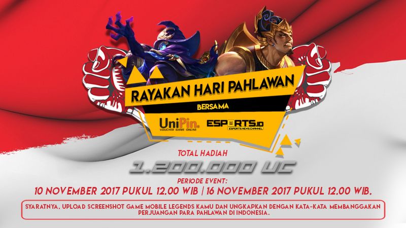 Rayakan Hari Pahlawan Bersama UniPin dan Esports.ID, Dapatkan Voucher Game Gratis!