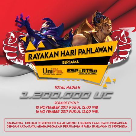 Rayakan Hari Pahlawan Bersama UniPin dan Esports.ID, Dapatkan Voucher Game Gratis!