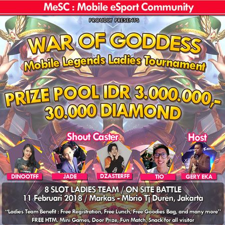 Delapan Tim eSports Wanita Tarung di 'War of Goddess'